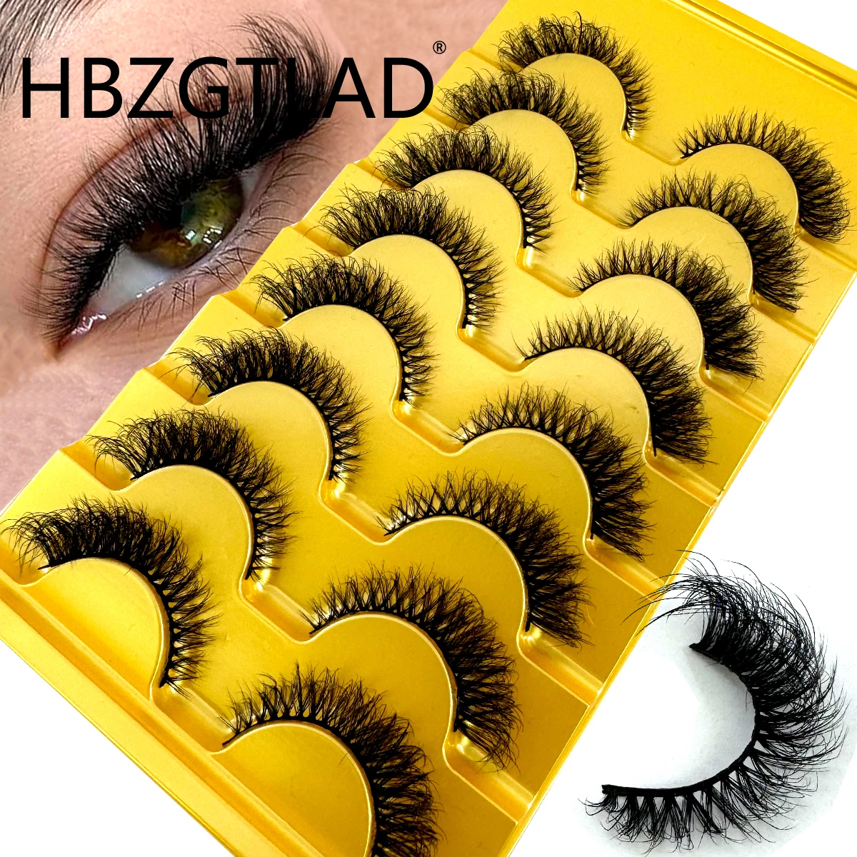 HBZGTLAD, 8 pares de pestañas  - Eyelash Extension Cat Eye Wispy reseña y precio